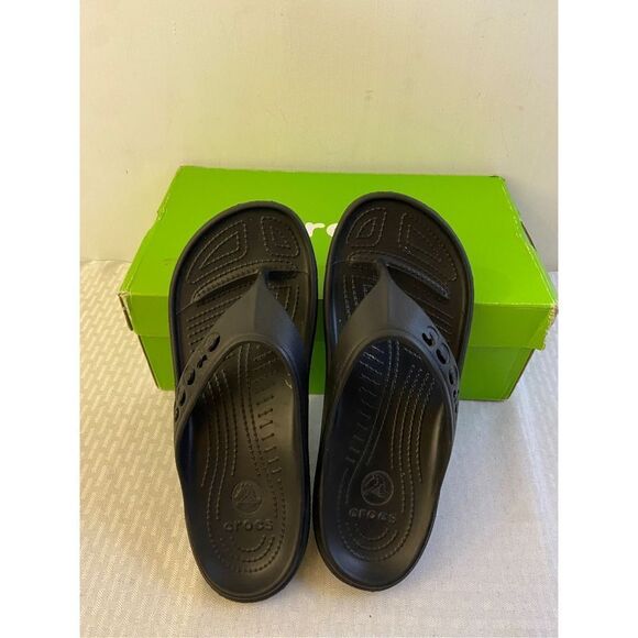 Crocs Baya black flip flops size W10 M8 excellent - Picture 2 of 4